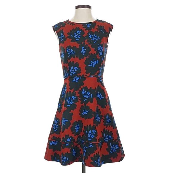 J. Crew Firework Floral Fit & Flare Party Dress with Red Blue Flowers - Picture 2 of 7